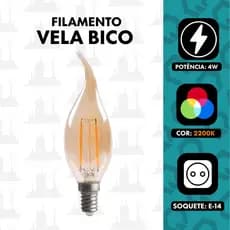 Lâmpada Filamento 4w Vela-bico E14 2200k Bivolt