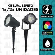kit 1un ou 2un Luminaria Espeto Aluminio Para Jardim 5w Bivolt Branco quente frio Verde FABRICA UM