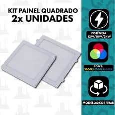 kit 2 un Painel led 12w/18w/ 24w Plafon Quadrado luminária Embutir/Sobrepor  FABRICA UM