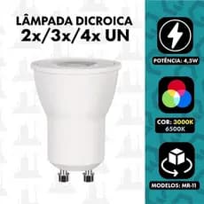 Kit 2, 3, 4 Mini Dicroica led 4,5w Mr11 gu10 Branco Quente/Neutro/Frio Bivolt Para spot