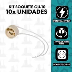 kit 10 Soquete Gu10  Para Lampada Dicroica Mr16 Mr11