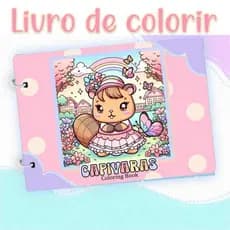 Caderno Livro de Colorir Capivara 180 g 50 Páginas Capa Dura + acetato promoção envio imediato