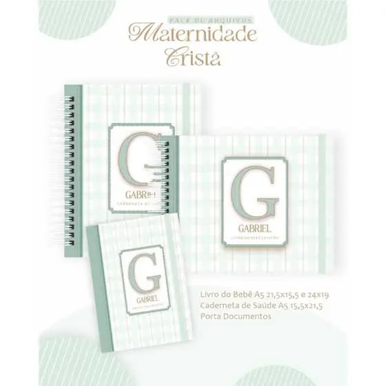 Kit Maternidade do Bebê Cristão - Caderneta de Saúde + Livro do Bebê - Vários Temas menino capa dura