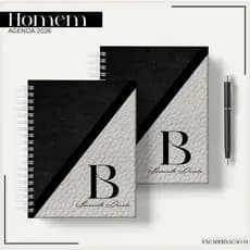 Caderno Agenda Masculina Personalizada A5 Capa Dura 2026 Envio Imediato