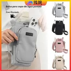 Bolsa de armazenamento com cordão para chaleira portátil para celular ao ar livre, capa para copo térmico, bolsa de viag
