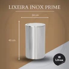 Lixeira InoxPrime 18 Litros Tampa FlipTop 24x40