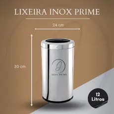 Lixeira InoxPrime 12 Litros Tampa Aro 24x30