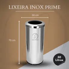 Lixeira InoxPrime 50 Litros Tampa Aro 30x70