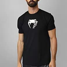 Camiseta Lisa Venum Black Academia Treinos Manga Curta Masculina Algodão Promoção Estampada Peito