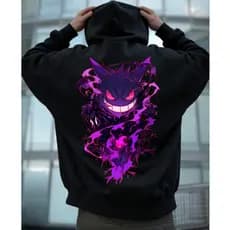 Blusa Moletom Canguru gengar fantasma pokemon Feminino Masculino Flanelado Unissex Inverno Algodao