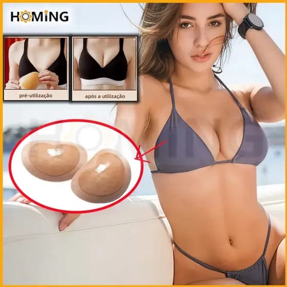 Par Inserções de Sutiã de Silicone Adesivas Push up para Vestidos de Maiô top de Biquíni