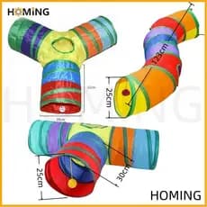 Túnel Colorido Gato Interativo Cachorro Labirinto Dobrável Pet Playground Toca Brinquedos Gatos