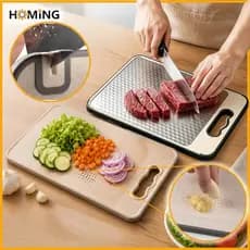 Tábua de Corte Dupla Face Premium de Titânio - Aço Inox de Grau Alimentício para Cozinha e Jantar