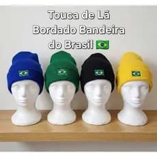 Touca de Lã Brasil Bordado de Lã Unissex