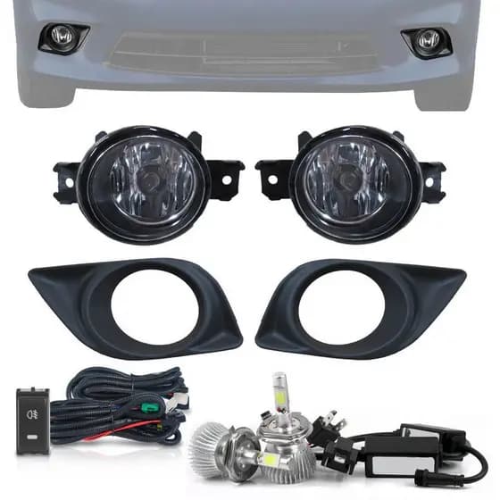 Kit Farol de Milha Neblina Versa 2012 a 2014 - Botão Modelo Painel + Kit LED