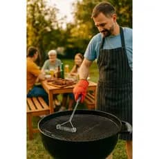 Escova de aço inox para limpar grelhas e espetos