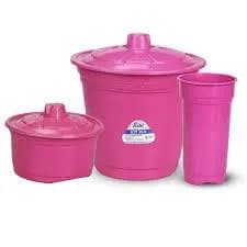 Kit pia 3 peças com lixinho, porta detergente e  esponja Cozinha LISO