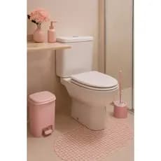 Kit Banheiro Rosa Lixeira com Pedal Escova Sanitária Conjunto Higiene Elegante