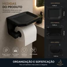 Porta Papel Higiênico com Prateleira Porta Celular Sem Furo Adesivo Banheiro Moderno