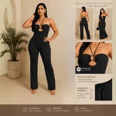 Macacão Feminino Ribana com Bojo – Amarração no Pescoço e Costas Nuas