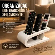 Suporte Organizador para Controles Remotos 3 Espaços Decorativo Moderno