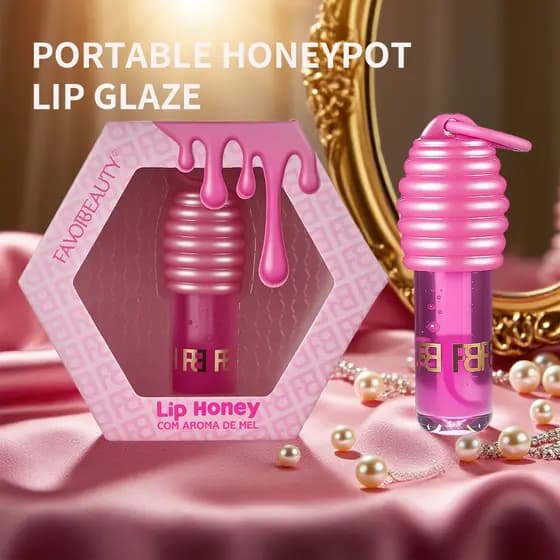 Brilho labial portátil com sabor de morango, hidratante labial, óleo labial suavizante, bálsamo labial volumizador