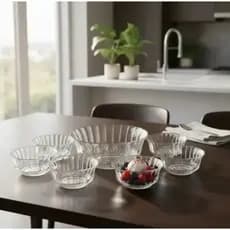 Conjunto Bowls Konia 7 Peças | Bowl Grande 1,4L + 6 Tigelas 250ml para Saladas, Sobremesas e Petiscos