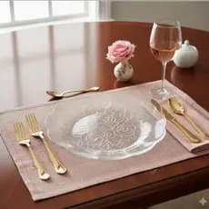 Jogo de Pratos Fundo Foglia em Vidro Floral 22cm c/6 unidades| Decoração Cozinha| Conjunto de Pratos