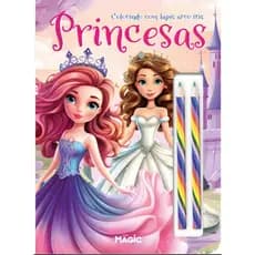 LIVRO DE COLORIR - PRINCESAS + LÁPIS ARCO-ÍRIS