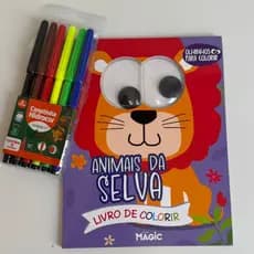 LIVRO DE COLORIR - ANIMAIS DA SELVA - LEÃO + CANETINHA