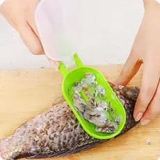 Raspador de aço inoxidável com tampa, raspador de escamas de peixe, removedor de escamas de peixe, faca para limpeza de
