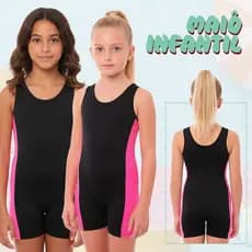 Maio Infantil Feminino Macaquinho para Hidroginástica Natação Praia com Perninha do 6 ao 14