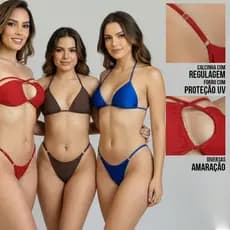Biquíni Feminino Marquinha Fita Forrado Cortininha Sem Bojo Calcinha Fio Regulável Praia