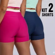 Kit 2 Shorts Feminino Academia Fitness Cintura Alta Suplex