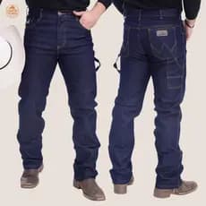 Calça Jeans Masculina Country Carpinteira Premium Com Elastano Tecido Grosso Rodeio Western Montaria