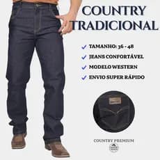 Calça Jeans Masculina Country Tradicional Boiadeira Rodeio Pecuária Cavalgada Cowboy
