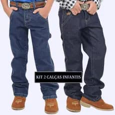 Kit 2 Calças Jeans Infantil Masculina Country Carpinteira Rodeio Premium Juvenil Menino Confortável