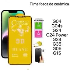 Película Fosca Cerâmica Flexível 9D Hidrogel Para Motorola G04 G04s G24 power G24 G34 G35 G15 G05