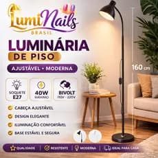 Luminária de Piso Ajustável E27 40W Bivolt Abajur de Chão Moderno para Sala Quarto Leitura