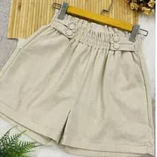 Short Linho Feminino Com Botões Forrados Elástico Com Bolso Tendencia 2026