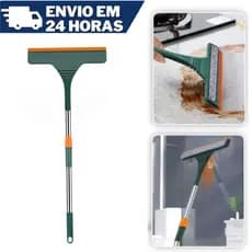 Rodo Rodinho Microfibra Limpa Vidro Multiuso 2 em 1 Com Cabo Extensível Limpa JJ