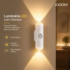 Luminária LED com Sensor de Movimento Sem Fio Magnética Recarregável para Armário JJ
