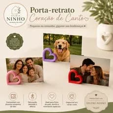 Porta Retrato Coração Para Fotos Decoração Mesa Presente Criativo 3D