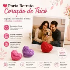 Porta Retrato Coração De Tricô Para Foto Polaroid Decoração Mesa Presente Criativo