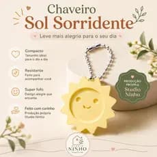 Chaveiro Sol Sorridente Impressão 3D Fofo Para Mochila Bolsa Chaves