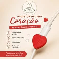 Protetor de Cabo Coração para iPhone e Android | Anti Quebra | Proteção para Carregador | Unidade ou Kit