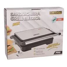 Sanduicheira Eletrica Grill Antiadherente Alta Potencia 1000w Design Inox Compacta 127v