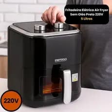 Fritadeira Sem Oleos Capacidade Grande Alta Potencia Digital Air Fryer Preto 220V 5 Litros