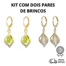 Brincos Femininos Luxo Olho de Anjo KIT COM DOIS PARES