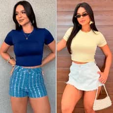 Cropped Blusa Manga Curta Top Cropped Feminina BabyLook Suplex Babytee dia a dia Básica